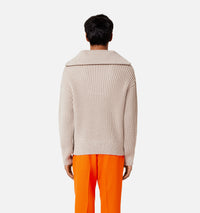 Pull camionneur et côtes anglaises en laine - Beige