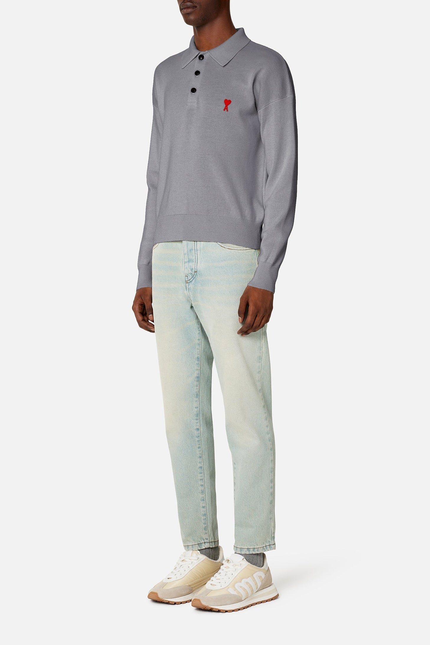 Polo Ami de Cœur en laine - Heather Grey