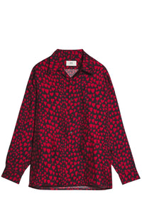 Chemise à col requin en soie - Black & Red