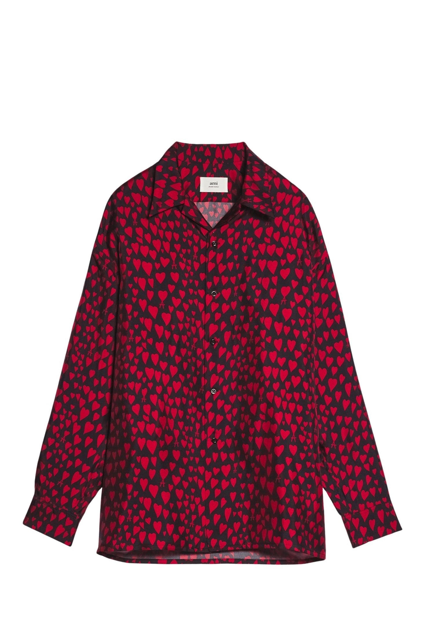 Chemise à col requin en soie - Black & Red