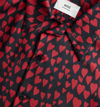 Chemise à col requin en soie - Black & Red