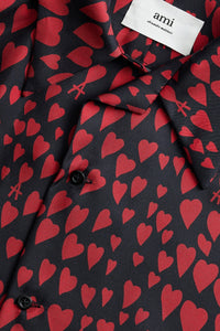 Chemise à col requin en soie - Black & Red