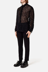 Chemise boxy en soie mélangée - Black