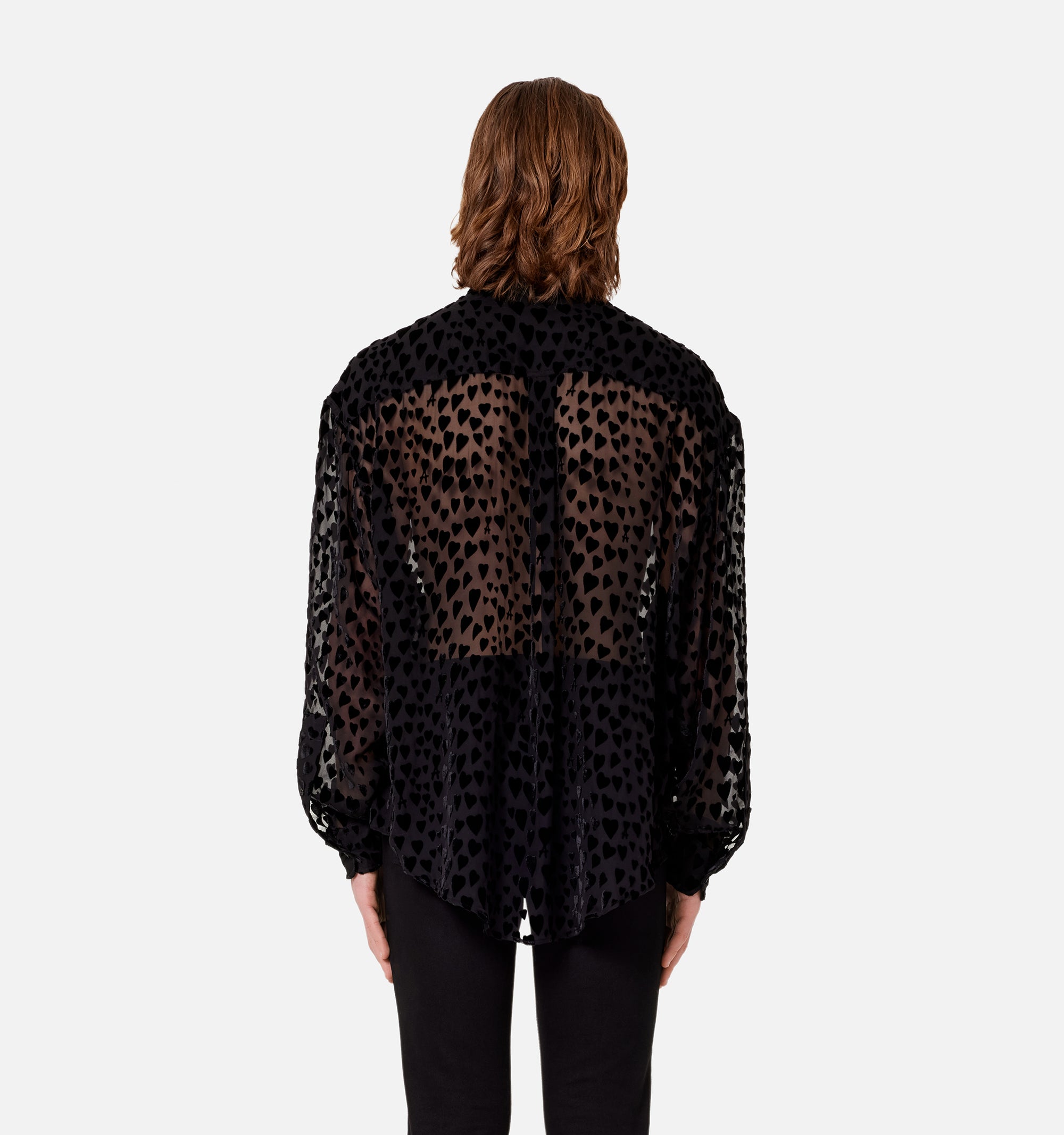 Chemise boxy en soie mélangée - Black