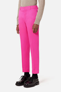 Pantalon coupe cigarette en laine - Fuchsia