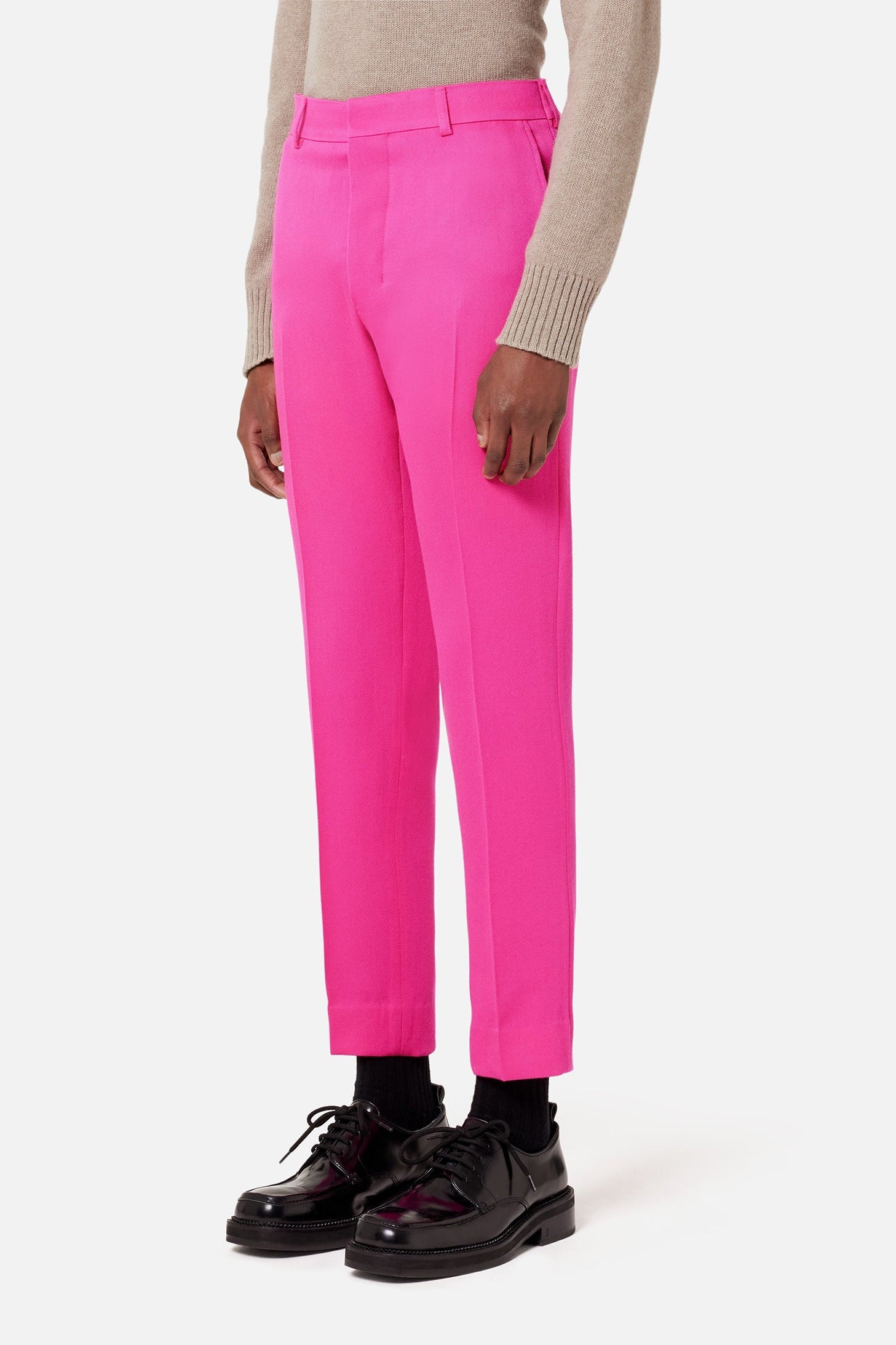 Pantalon coupe cigarette en laine - Fuchsia