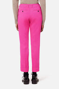 Pantalon coupe cigarette en laine - Fuchsia