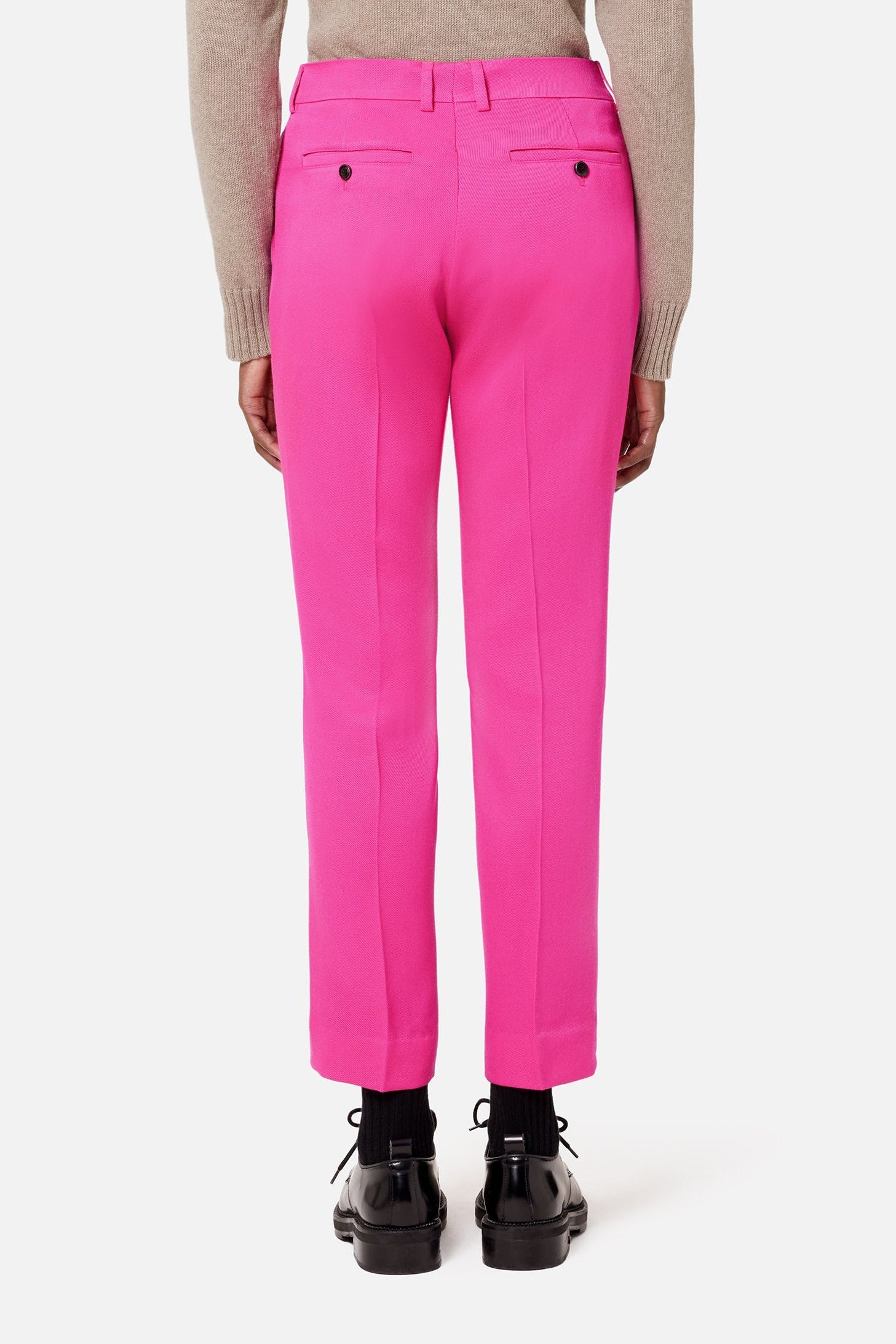Pantalon coupe cigarette en laine - Fuchsia
