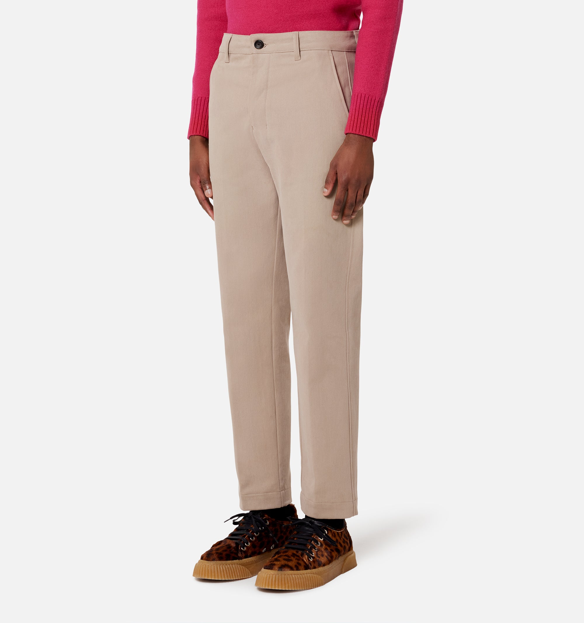 Pantalon chino avec boutons gravés - Beige