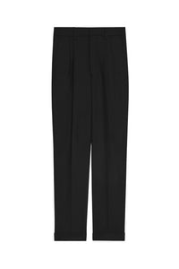 Pantalon coupe carotte à pinces en laine mélangée - Black