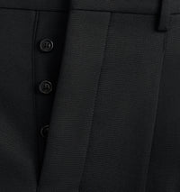 Pantalon coupe carotte à pinces en laine mélangée - Black