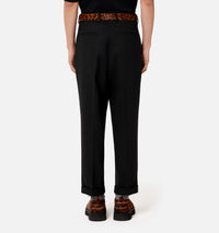 Pantalon coupe carotte à pinces en laine mélangée - Black