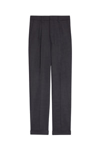 Pantalon coupe carotte à pinces en laine mélangée - Grey
