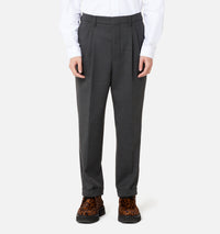 Pantalon coupe carotte à pinces en laine mélangée - Grey