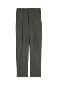 Pantalon coupe carotte à pinces en laine mélangée - Light Grey