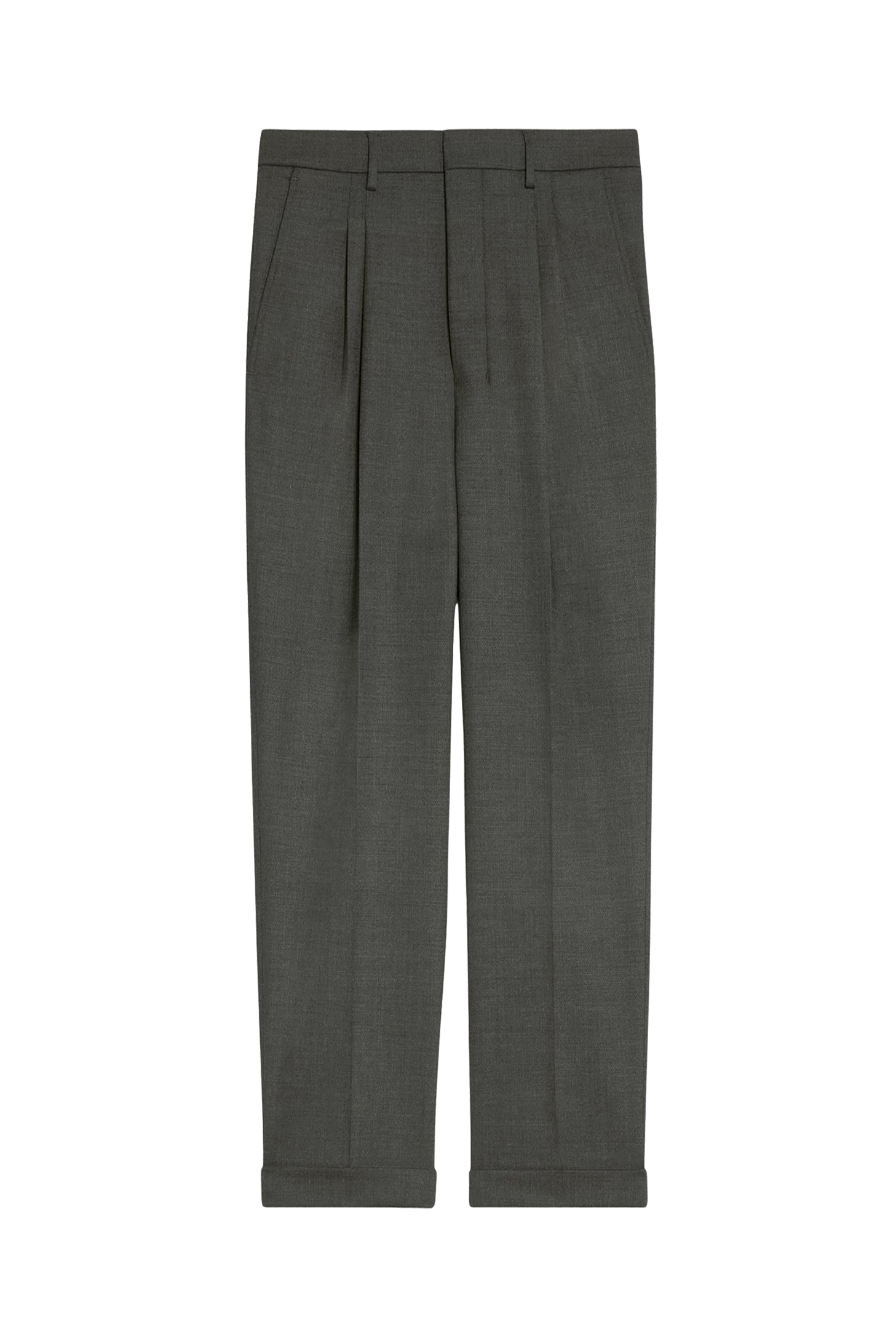 Pantalon coupe carotte à pinces en laine mélangée - Light Grey