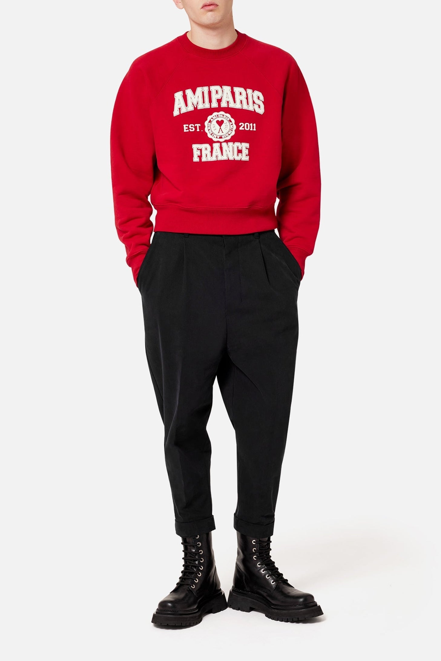 Oversized cropped trousers - Black