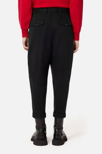 Oversized cropped trousers - Black