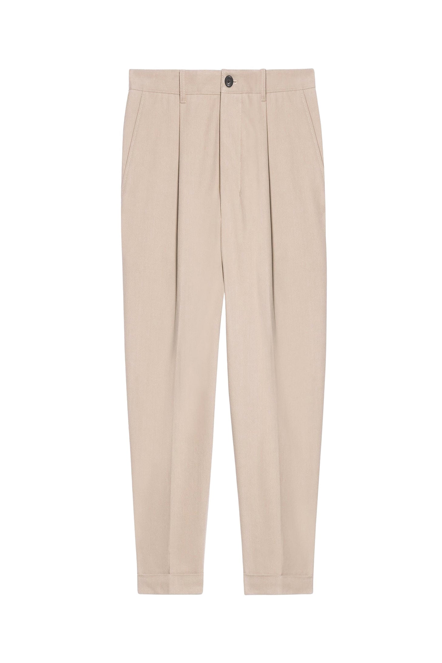 Oversized cropped trousers - Beige