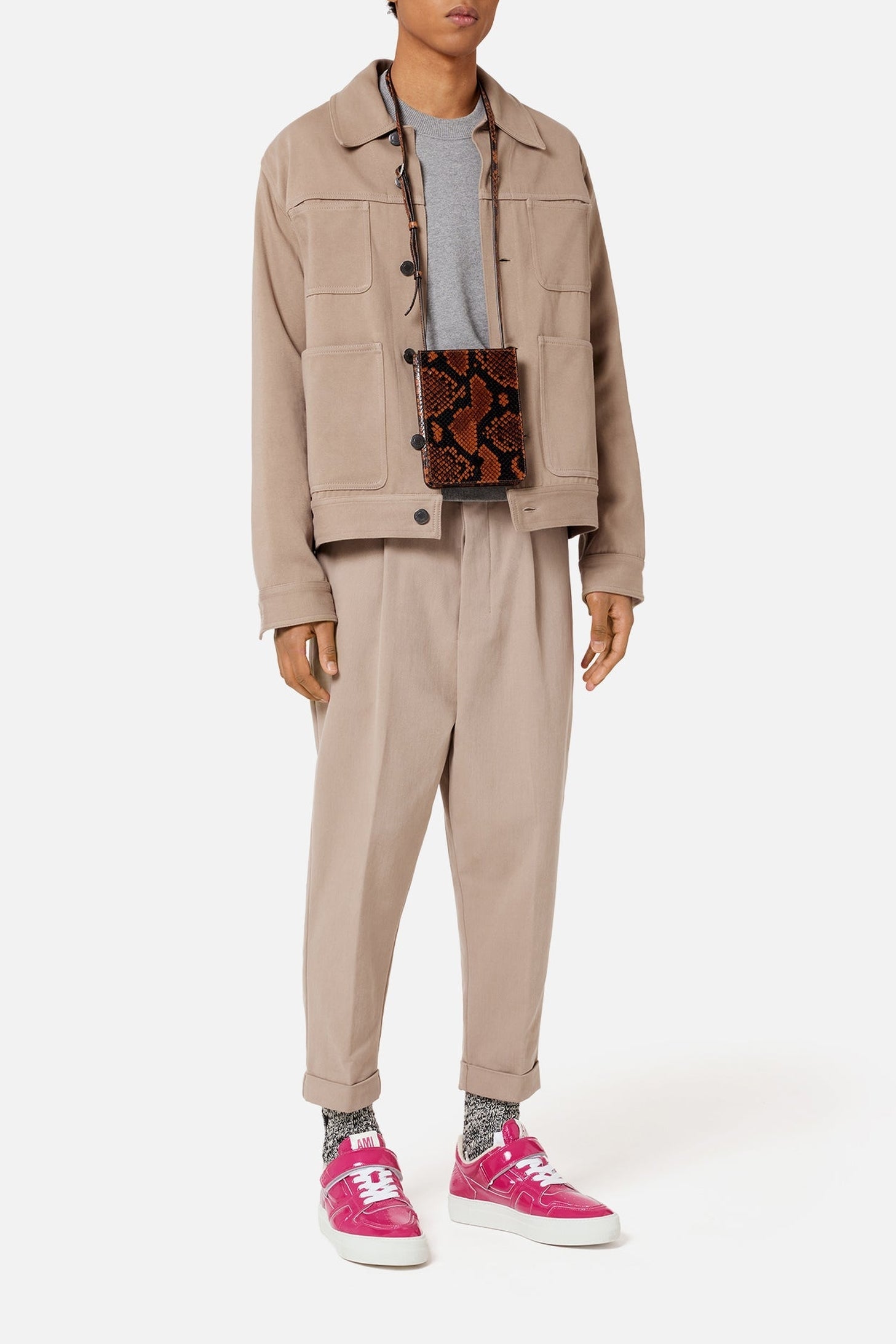 Oversized cropped trousers - Beige