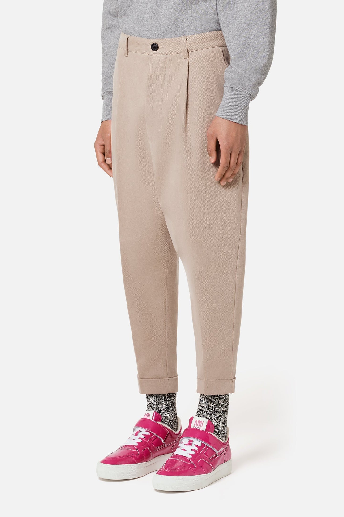 Oversized cropped trousers - Beige