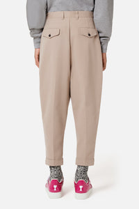 Oversized cropped trousers - Beige