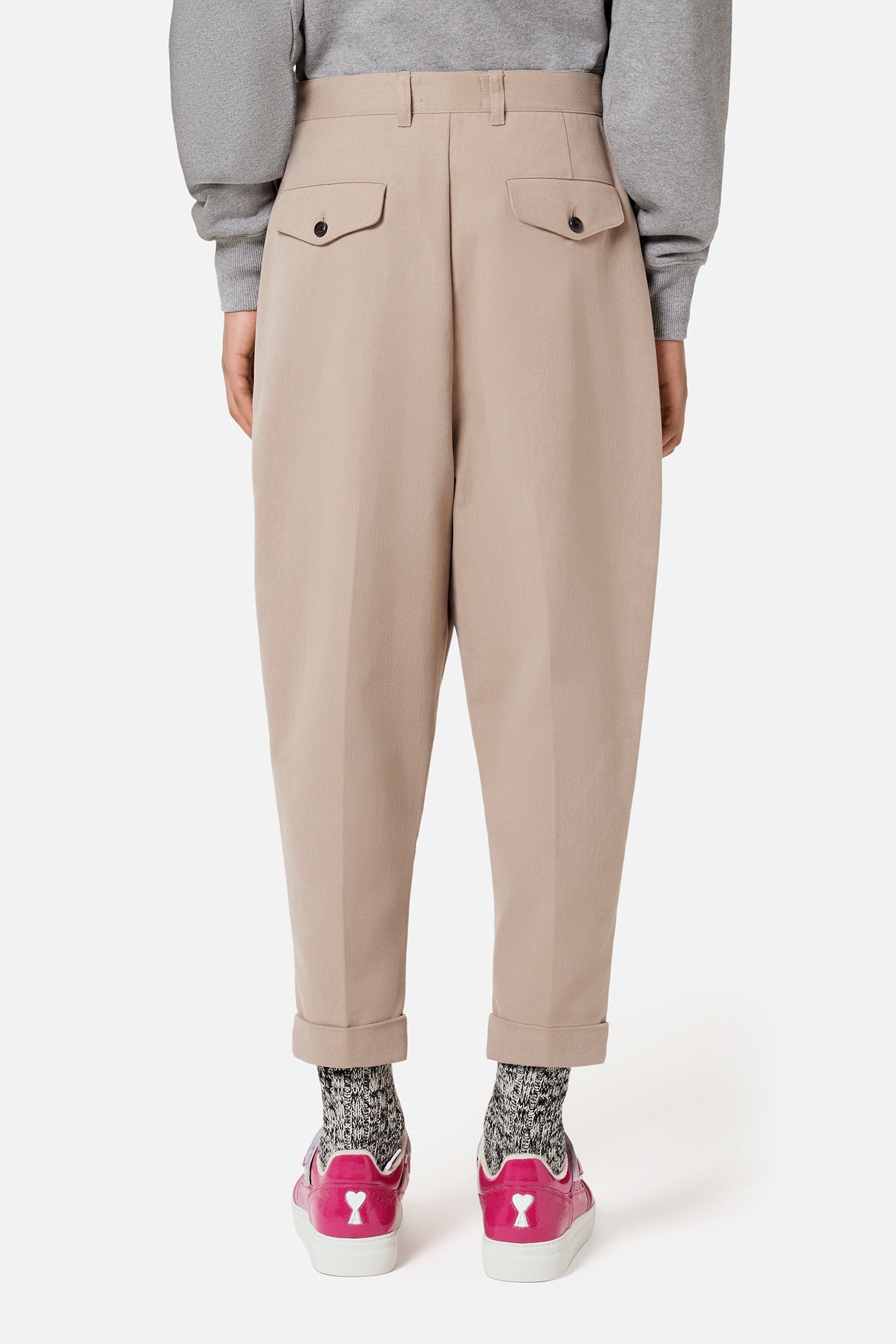 Oversized cropped trousers - Beige
