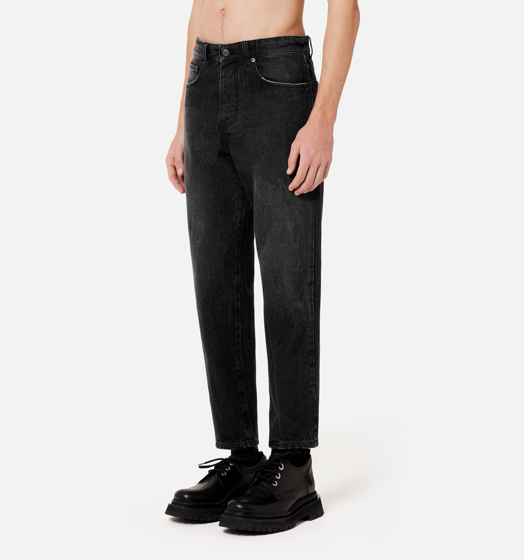 Denim cropped trousers - Used Black