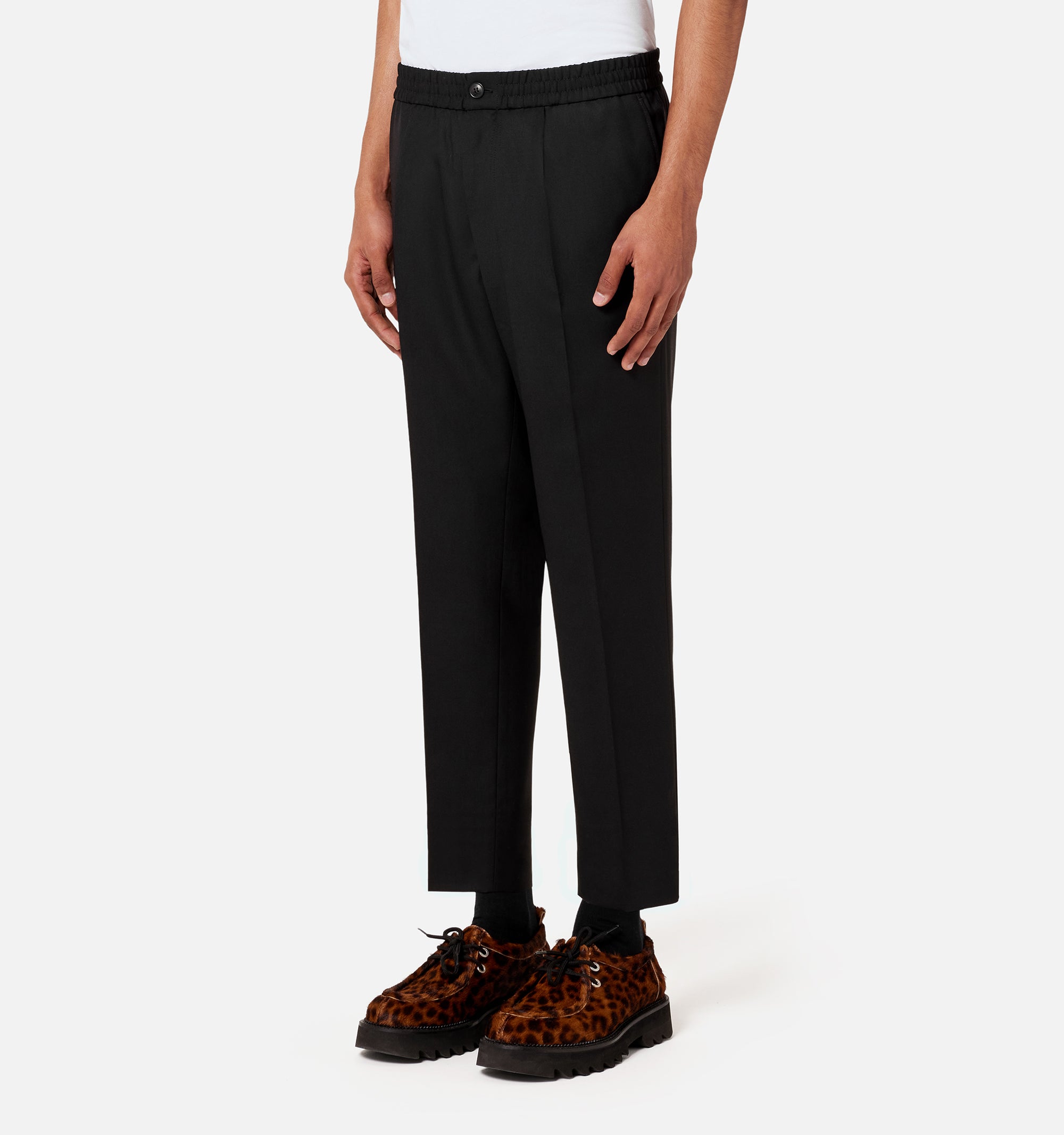 Pantalon à taille elastiquée en laine - Black