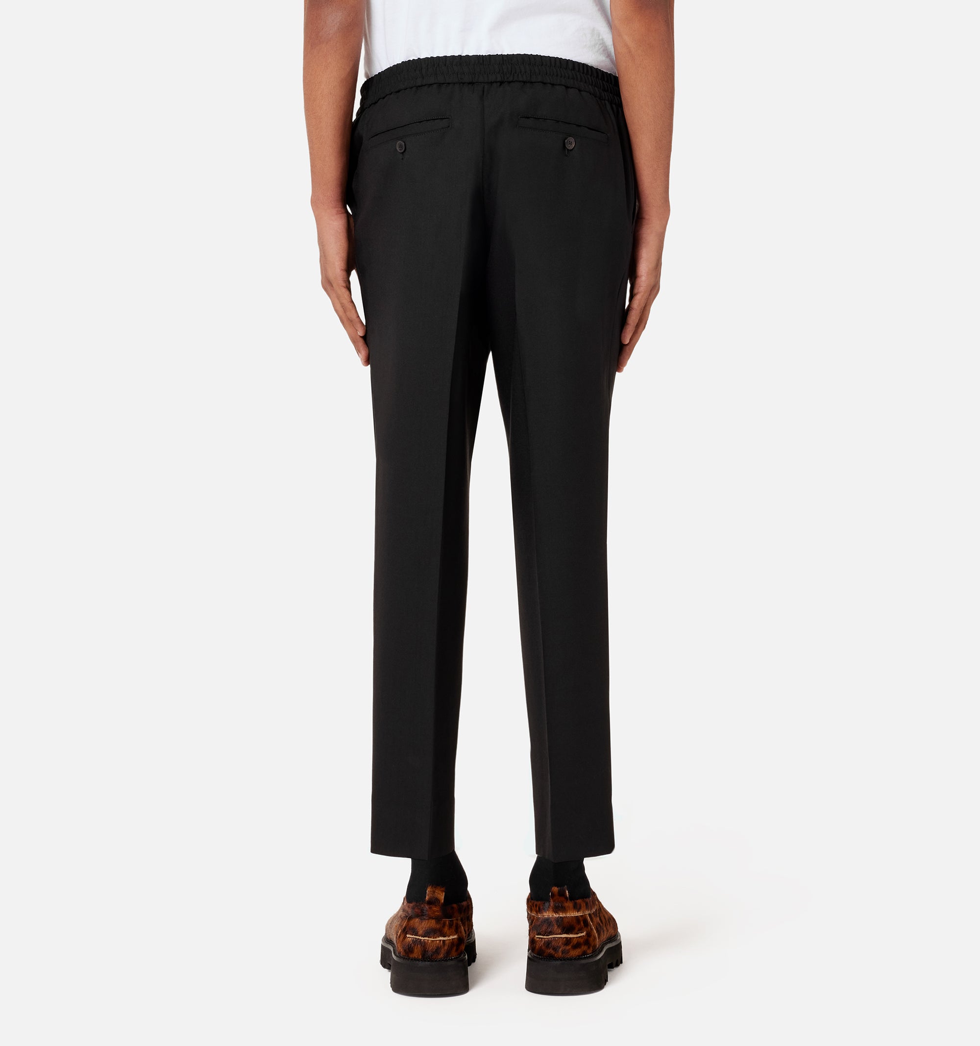 Pantalon à taille elastiquée en laine - Black