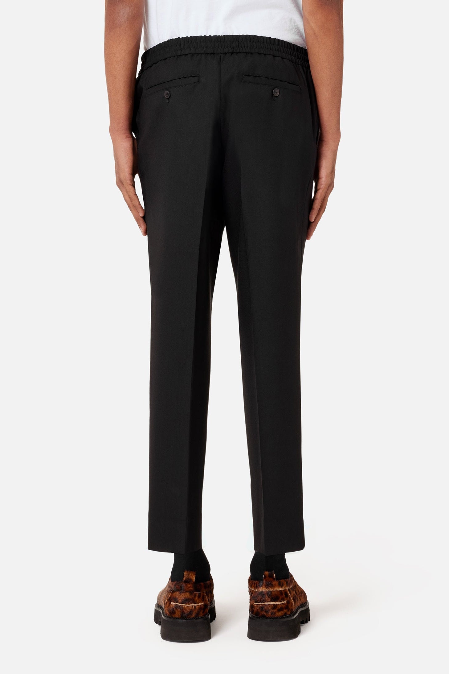 Pantalon à taille elastiquée en laine - Black