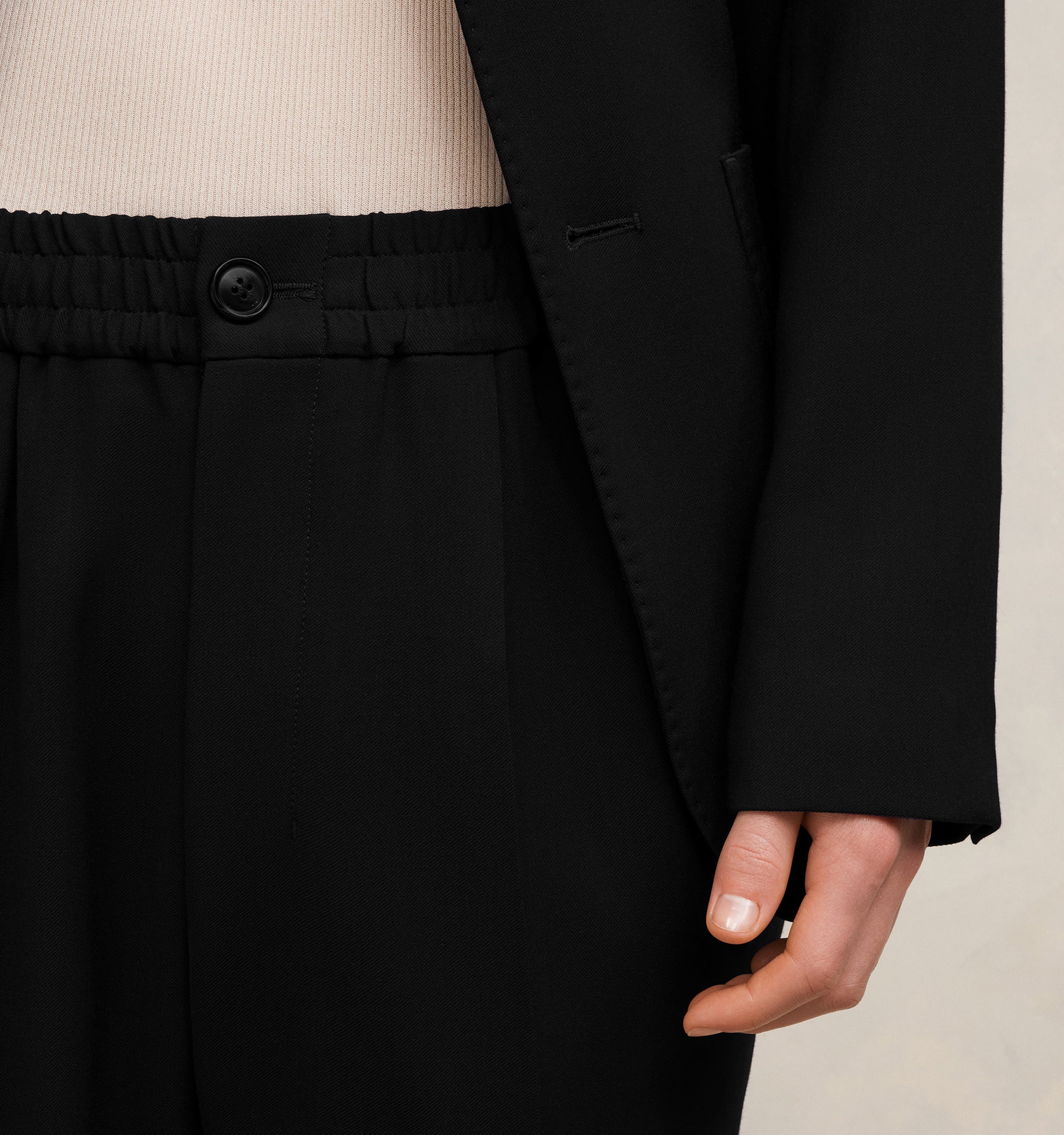 Pantalon à taille elastiquée en laine - Black