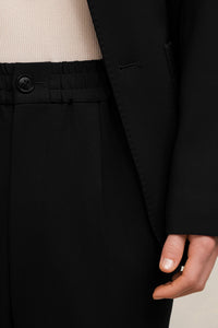 Pantalon à taille elastiquée en laine - Black