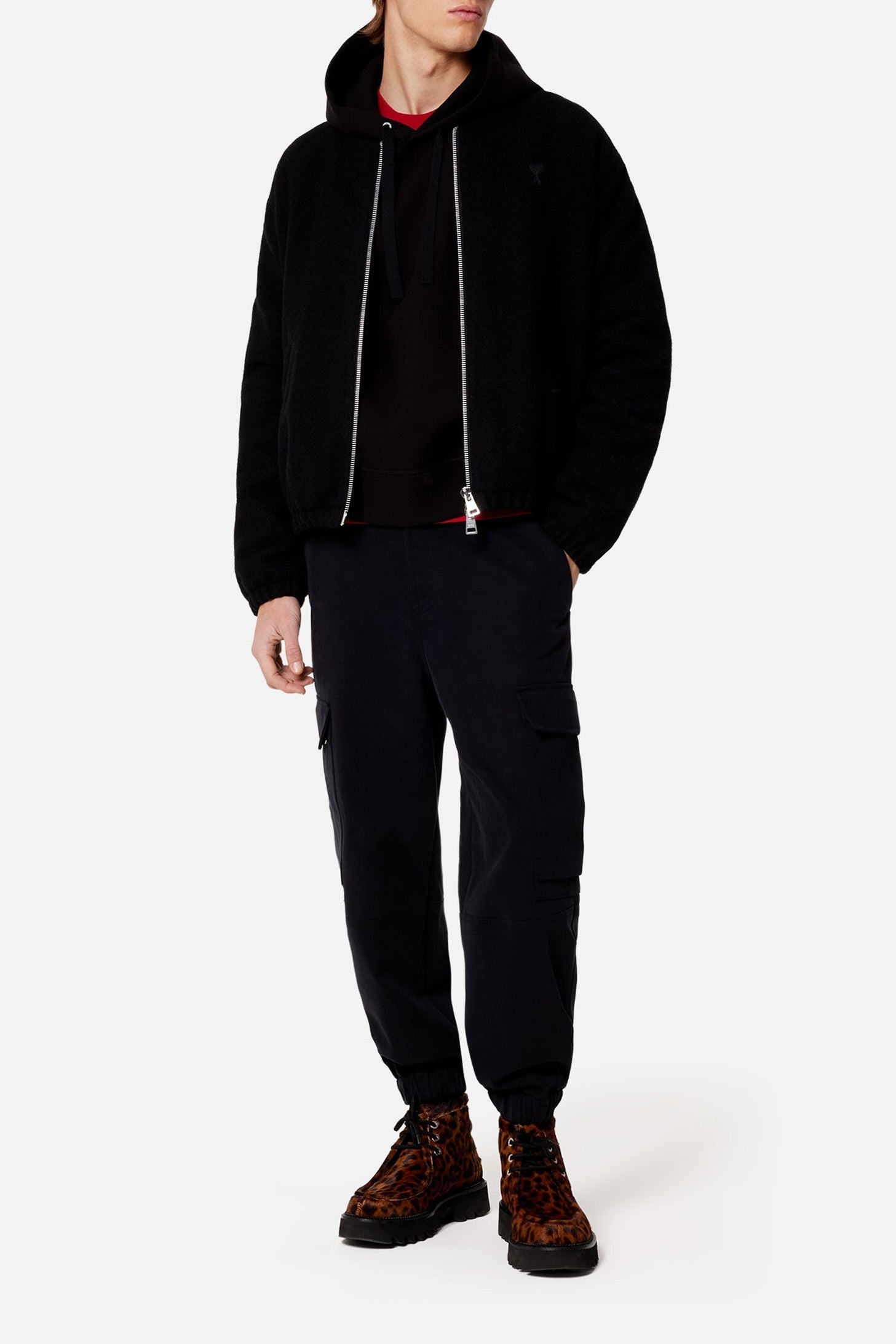 Cargo trousers with elasticated hems - Black