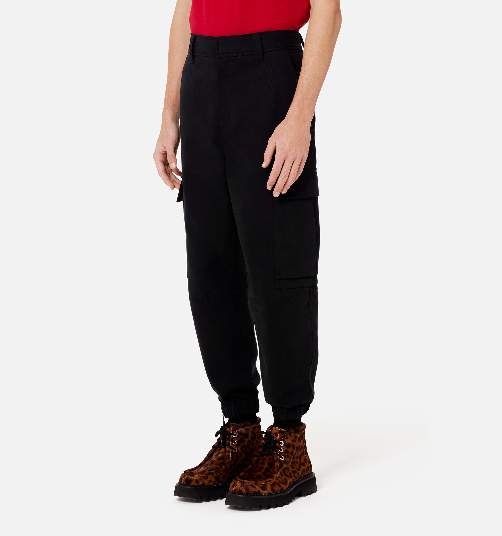 Pantalon cargo à ourlets élastiqués - Black