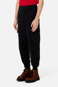 Cargo trousers with elasticated hems - Black