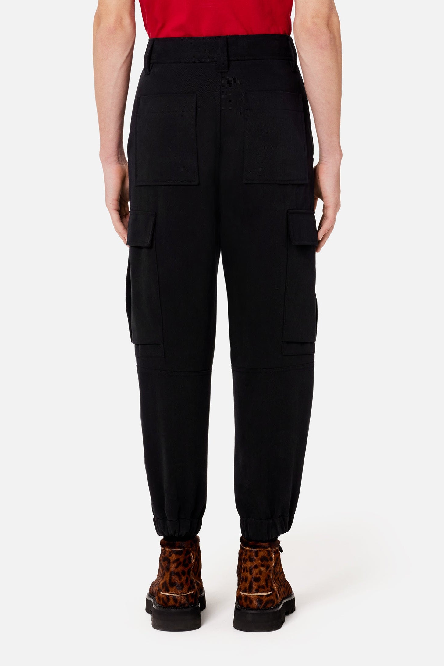 Cargo trousers with elasticated hems - Black