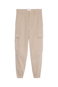 Pantalon cargo à ourlets élastiqués - Beige