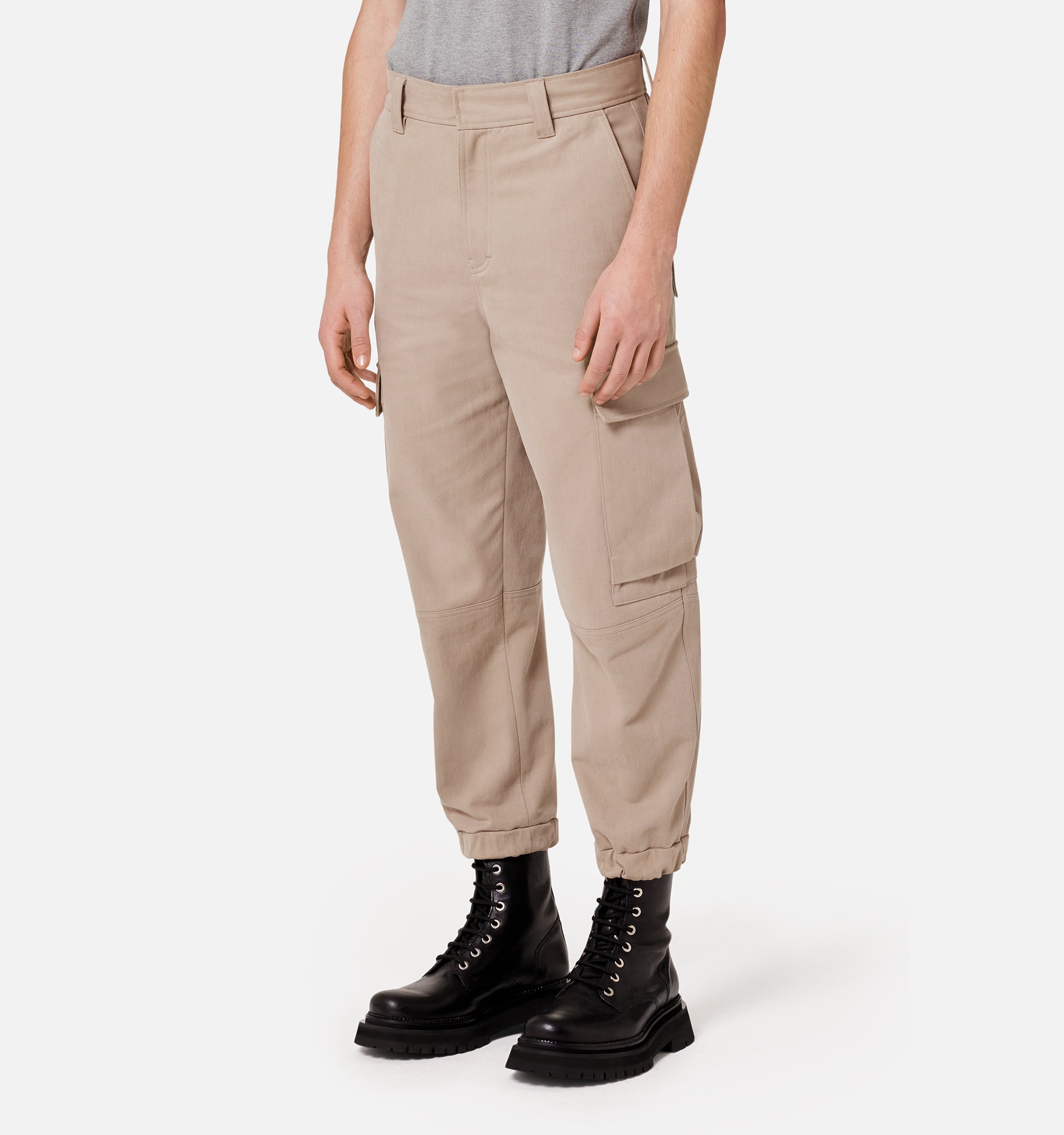 Pantalon cargo à ourlets élastiqués - Beige