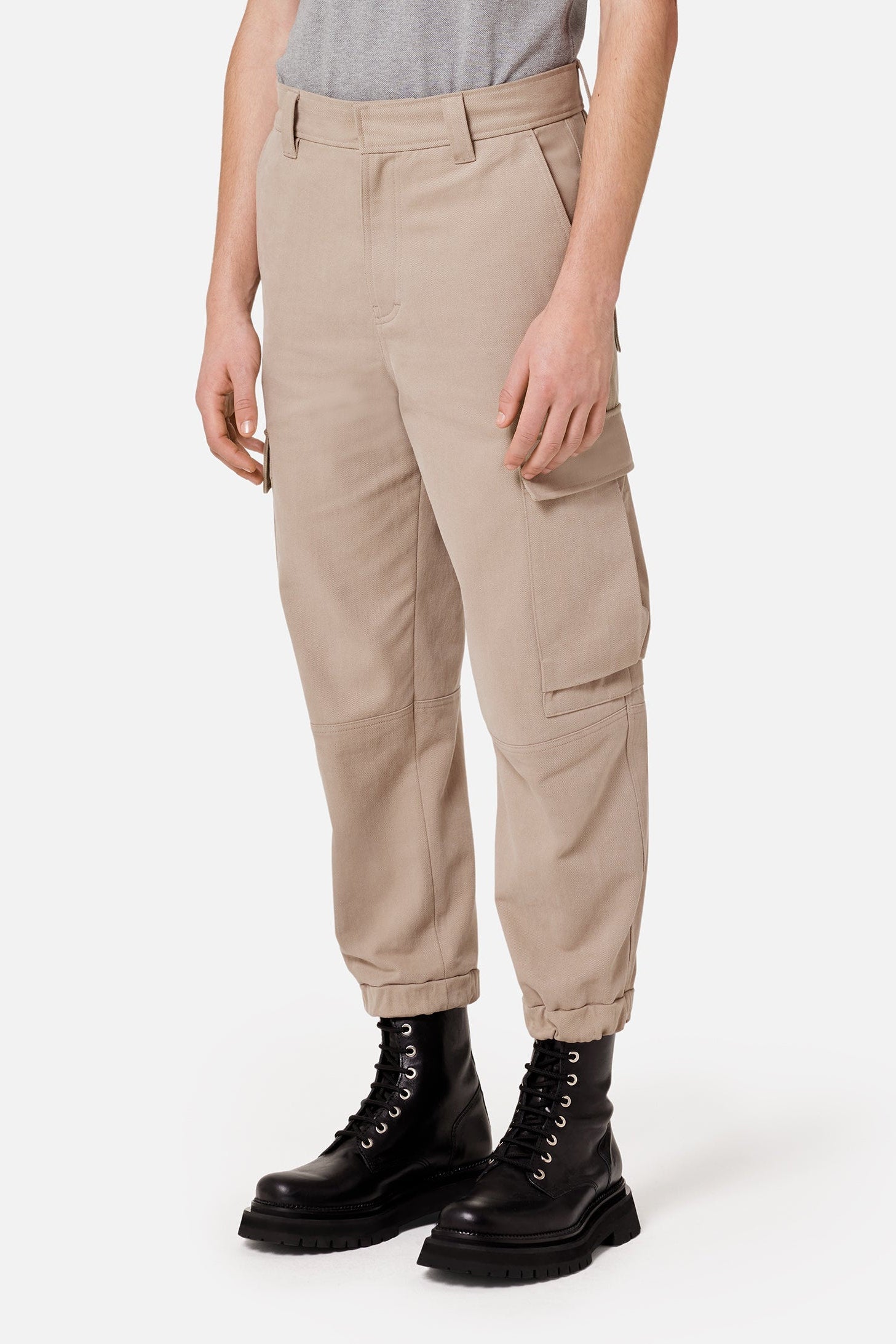 Pantalon cargo à ourlets élastiqués - Beige