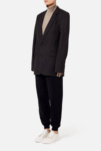 Blazer rayé à boutons en laine - Grey