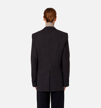 Blazer rayé à boutons en laine - Grey