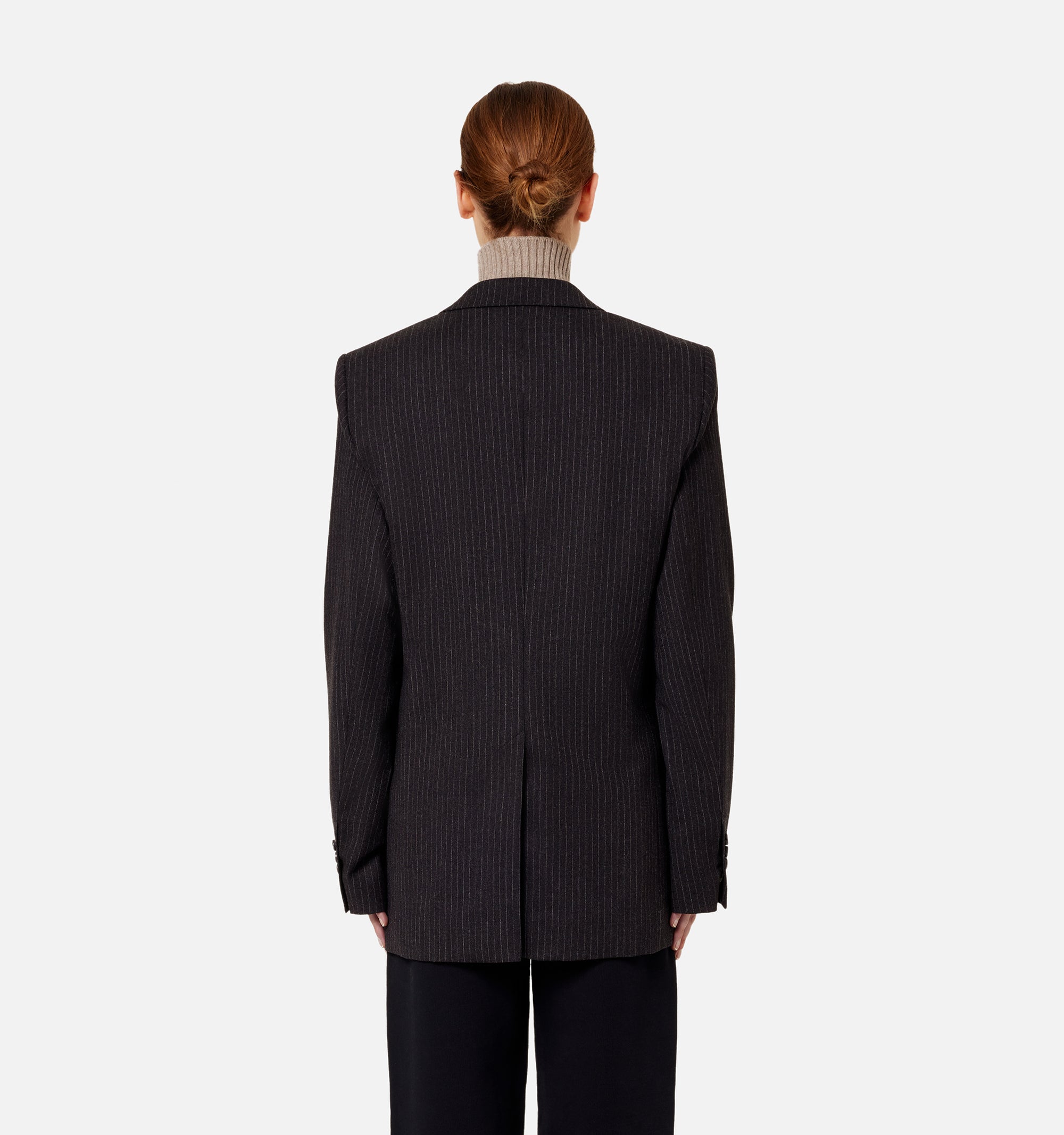 Blazer rayé à boutons en laine - Grey