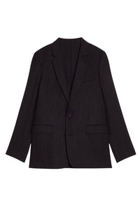 Blazer rayé à boutons en laine - Grey