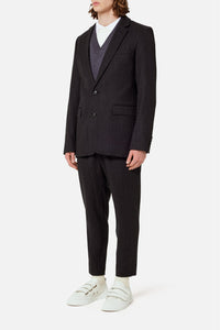 Blazer rayé à boutons en laine - Grey