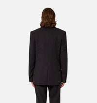 Blazer rayé à boutons en laine - Grey
