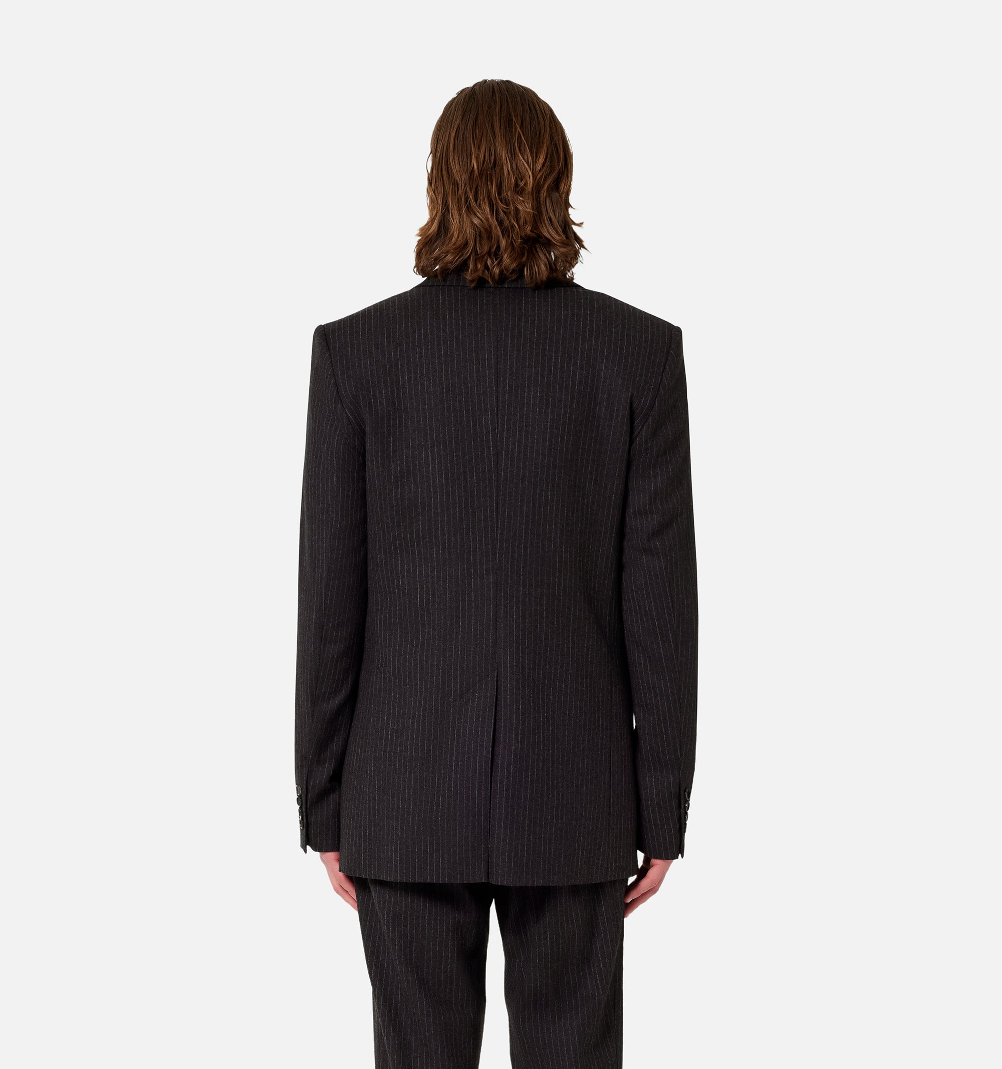 Blazer rayé à boutons en laine - Grey