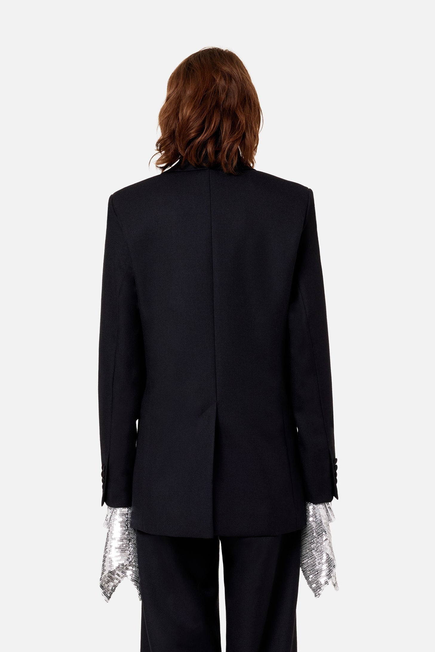 Blazer à col satiné en laine - Black