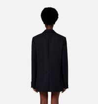 Blazer à col satiné en laine - Black
