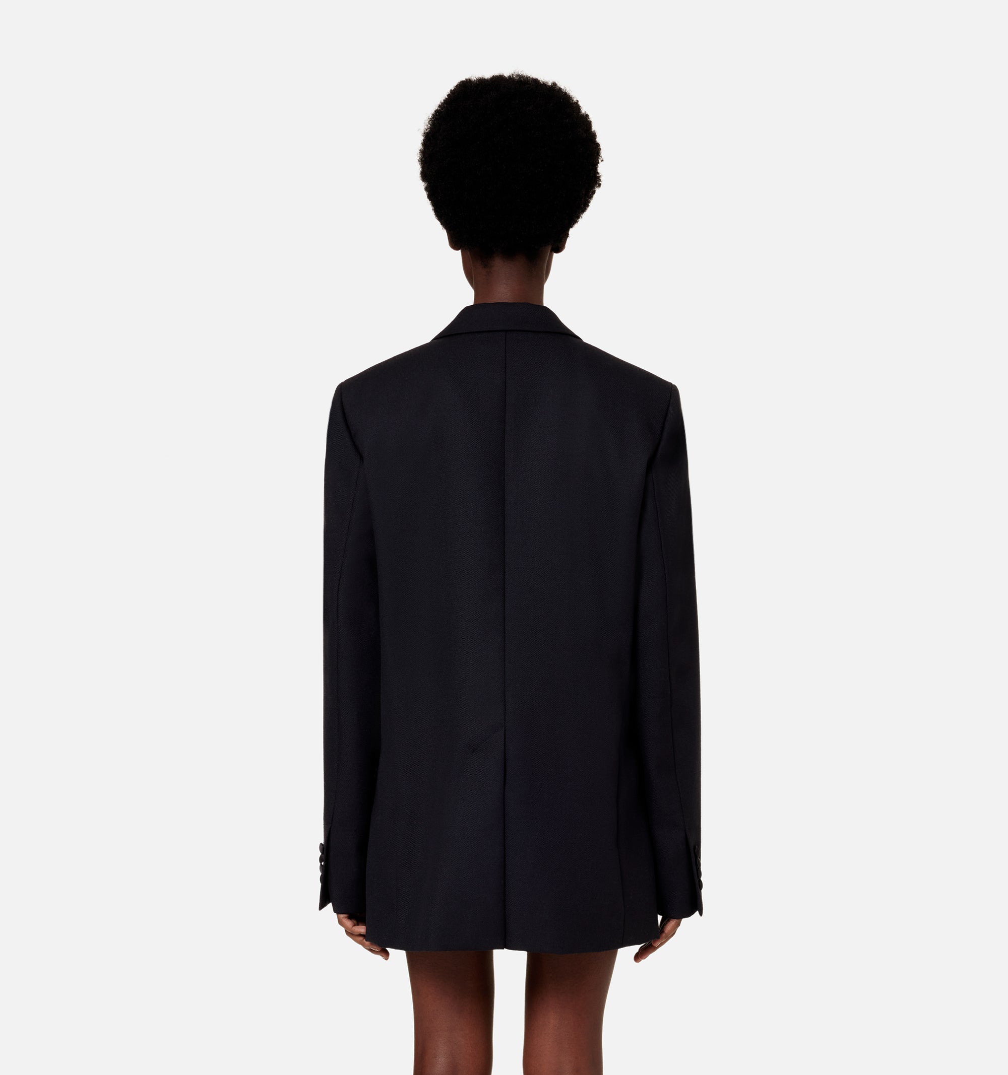 Blazer à col satiné en laine - Black